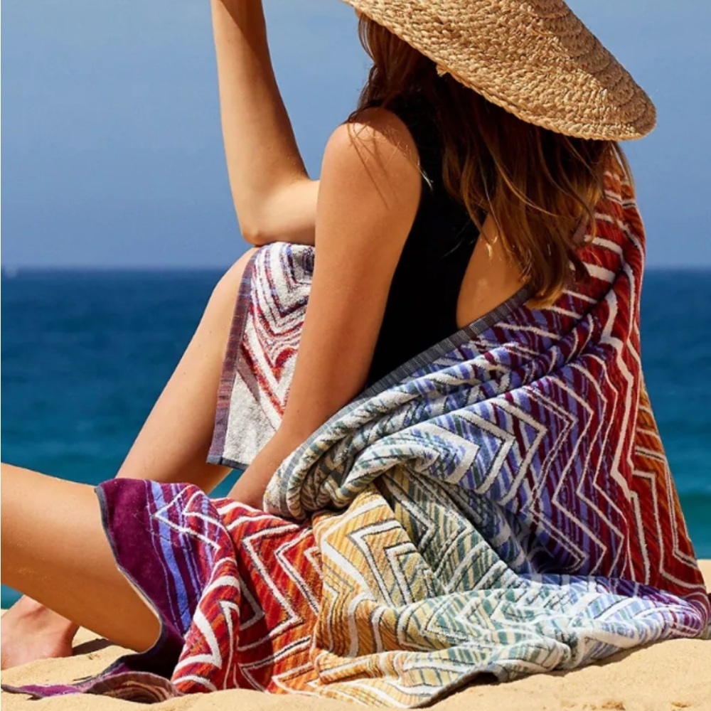 Missoni Tolomeo Beach Towel New zig zag print, oversized Color:Aranci 40” X 70” - Picture 11 of 12